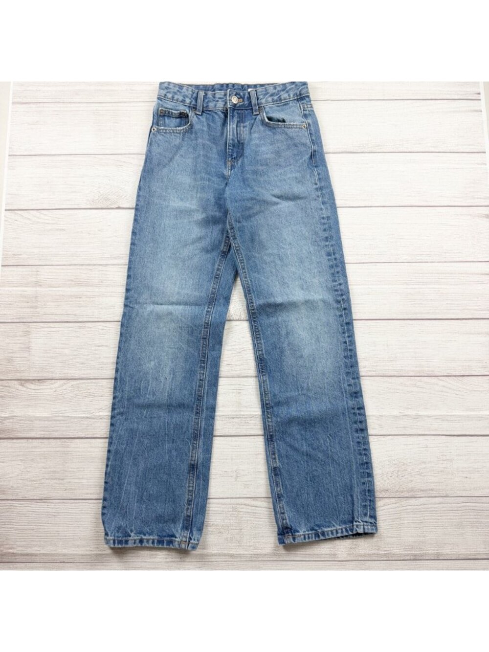 Zara Kids Blue Denim Straight Leg Adjustable Waist Jeans 10